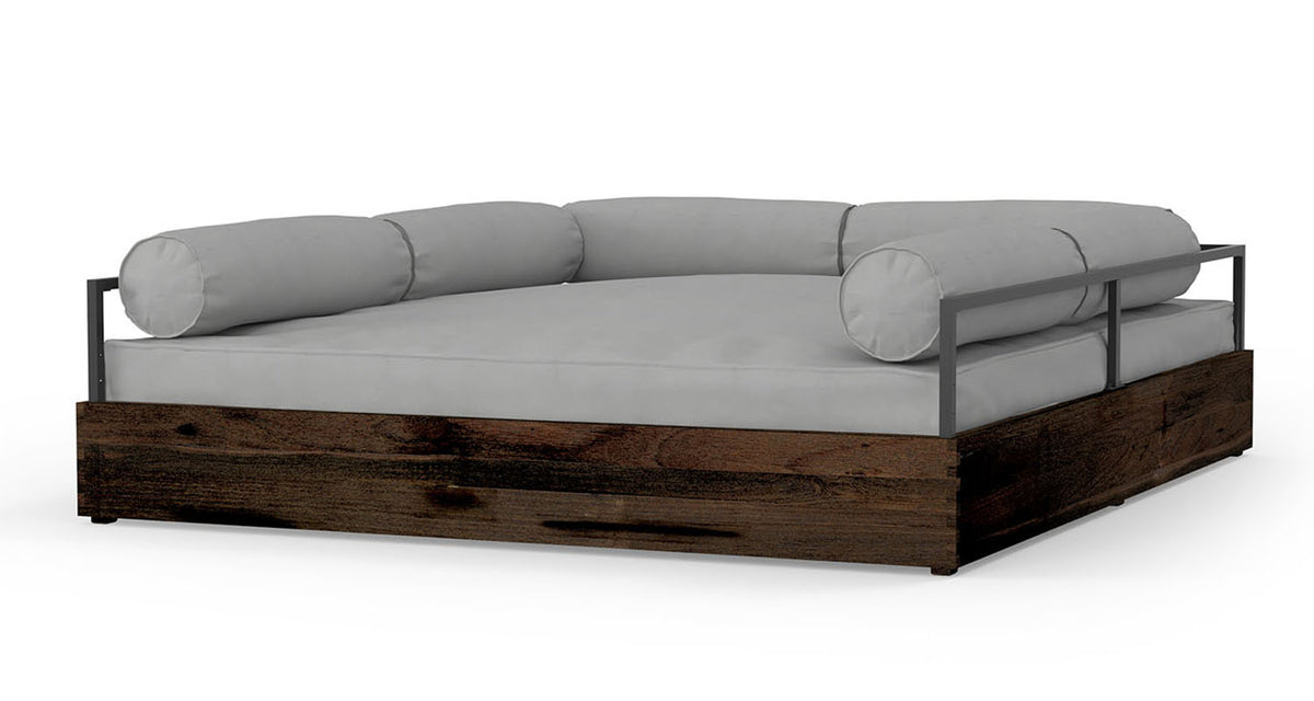 Aiko Daybed without Canopy by Mamagreen, showing angle view of aiko daybed without canopy.