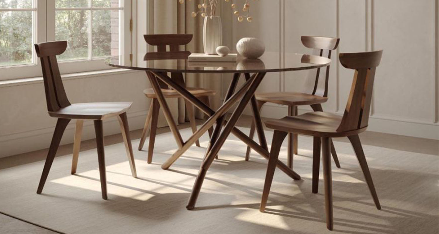Baton Glass Top Round Tables