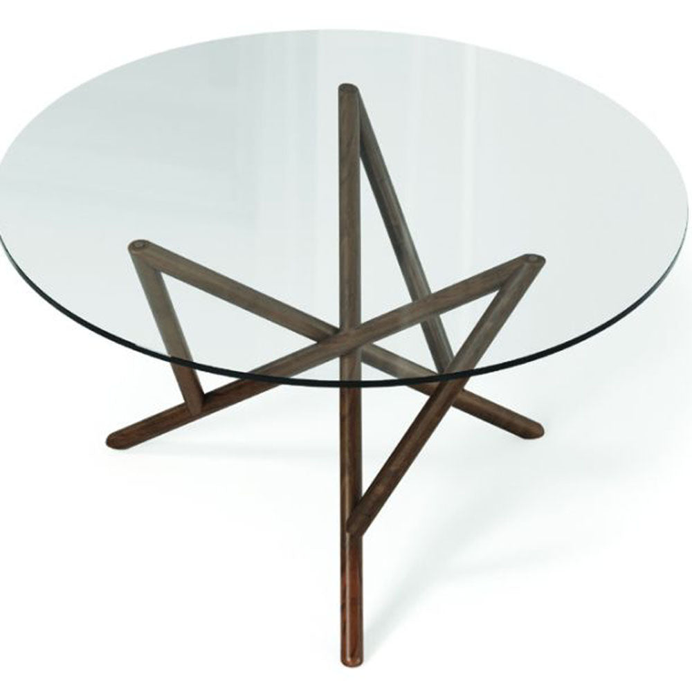 Baton Glass Top Round Tables  by Copeland Furniture, showing top view of baton glass top round tables.