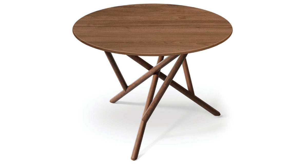 Baton Round Fixed Top Table by Copeland Furniture, showing top view of baton round fixed top table.