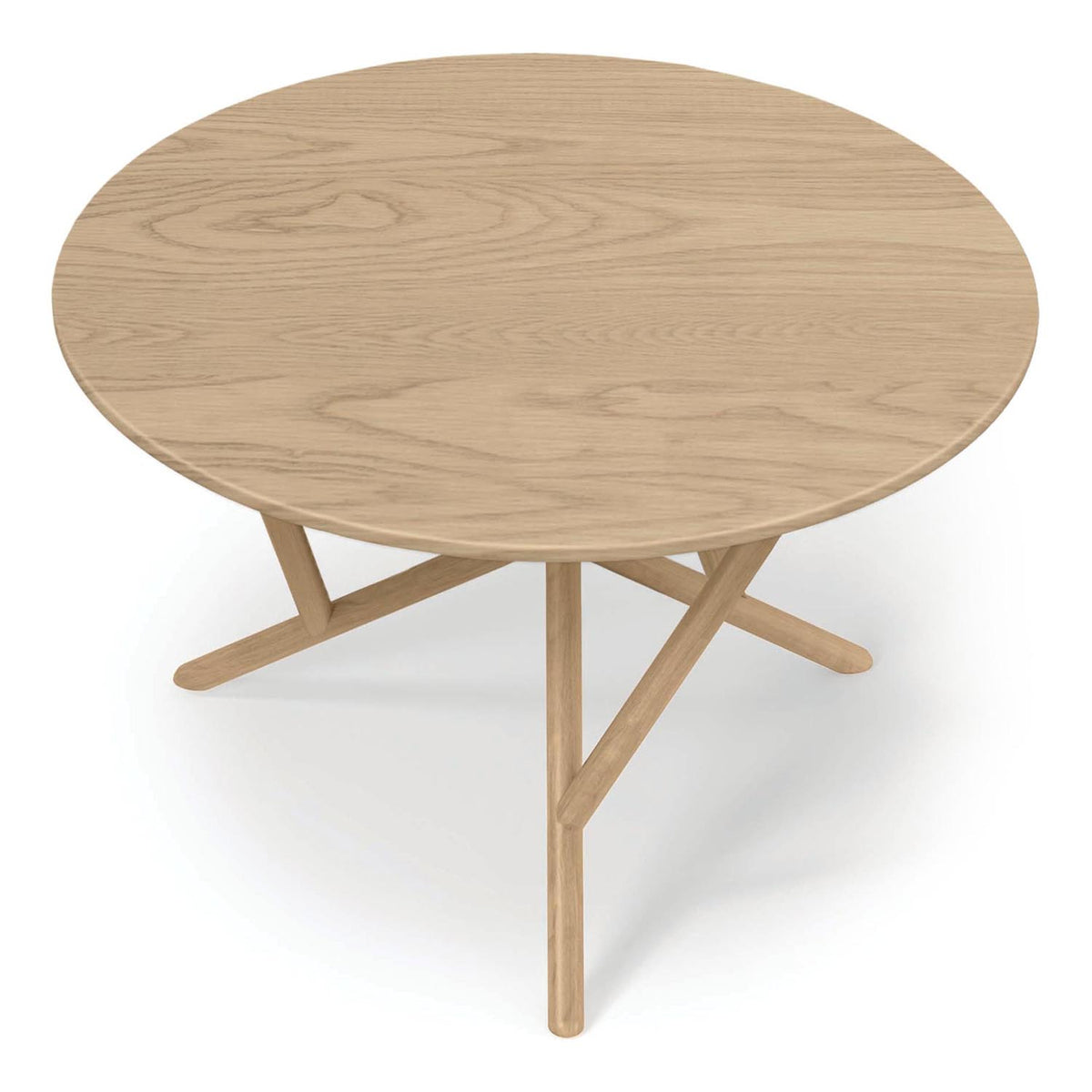 Baton Round Fixed Top Table by Copeland Furniture, showing top view of baton round fixed top table.