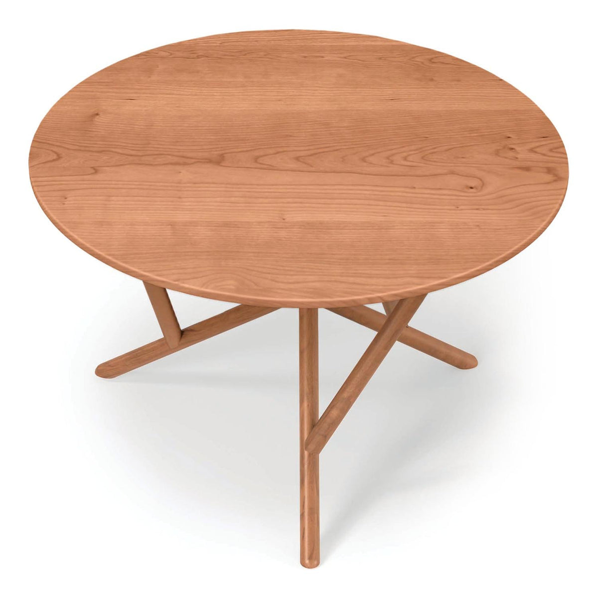 Baton Round Fixed Top Table by Copeland Furniture, showing top view of baton round fixed top table.