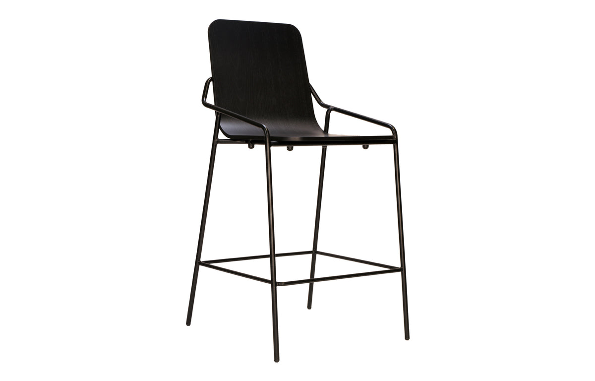Dupont Stools by B&T - Black Wood + Black RAL Steel Frame.