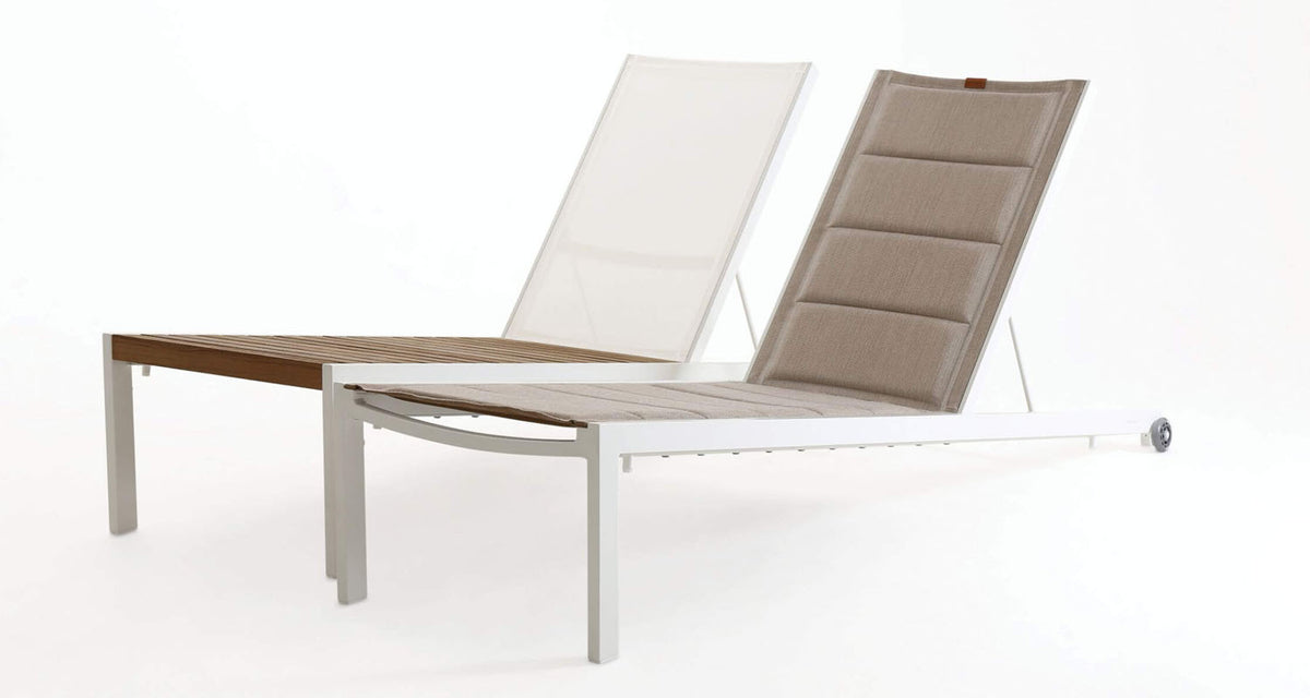 Bondi Chaise Lounge (Padded Sling) by Mamagreen, showing angle view of bondi chaise lounge (padded sling).