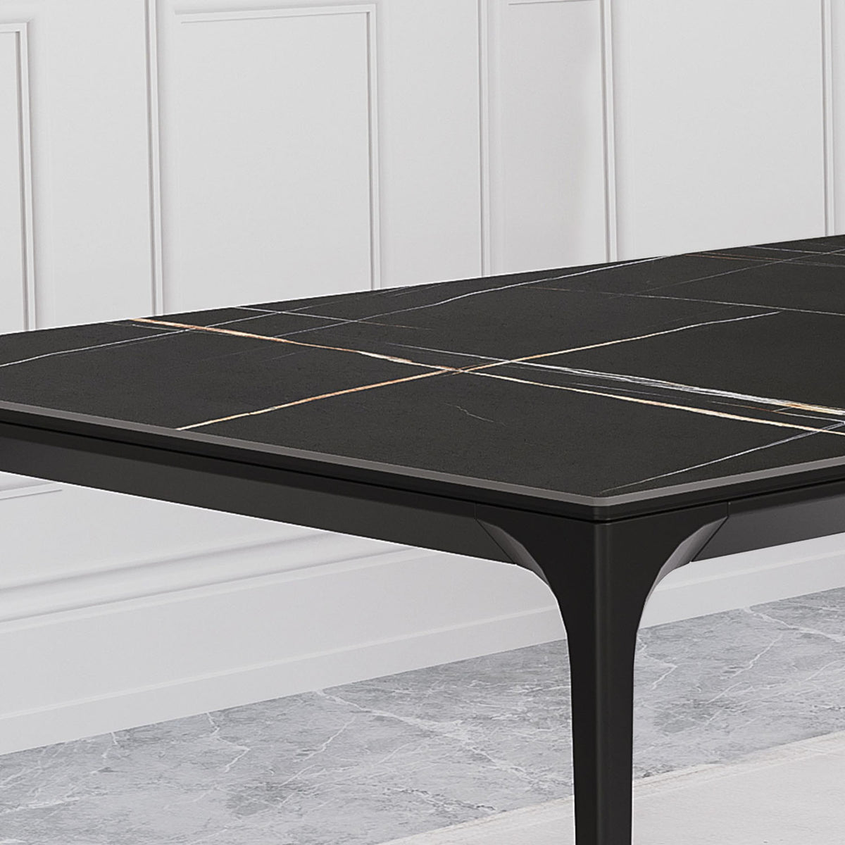 Capri Dining Table by Mobital, showing closeup view of capri dining table.