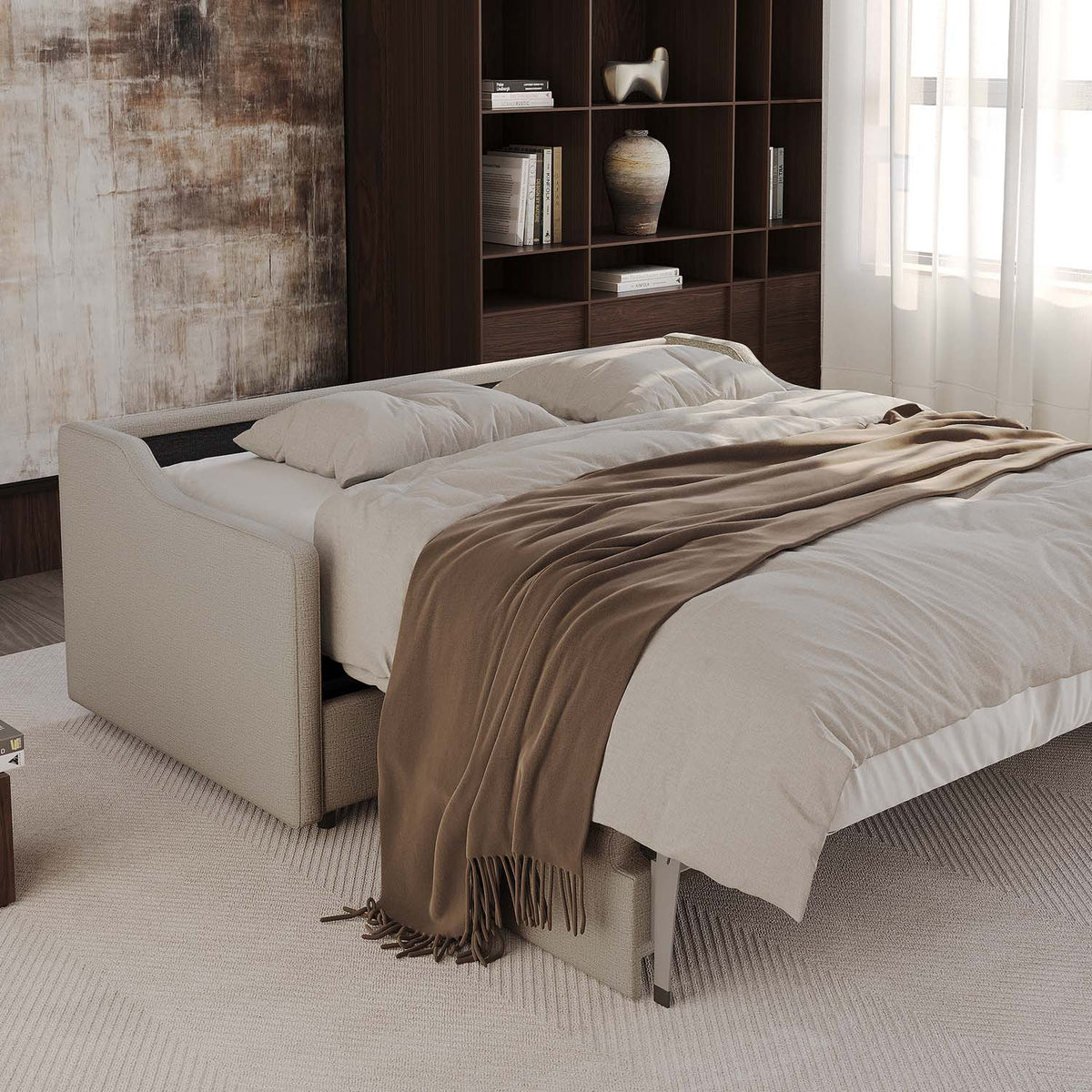 Carnell Sofa Bed With Slope Arms by Innovation, showing carnell sofa bed with slope arms in live shot.