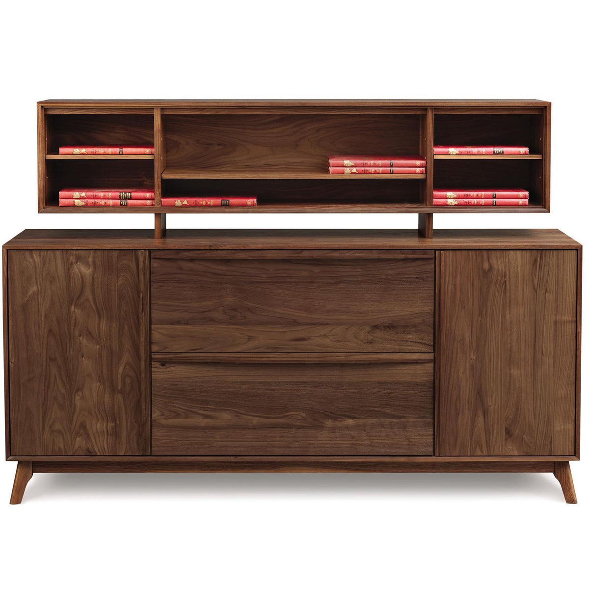 Catalina Media Cabinet by Copeland Furniture, showing front view of catalina media cabinet with bookcase.