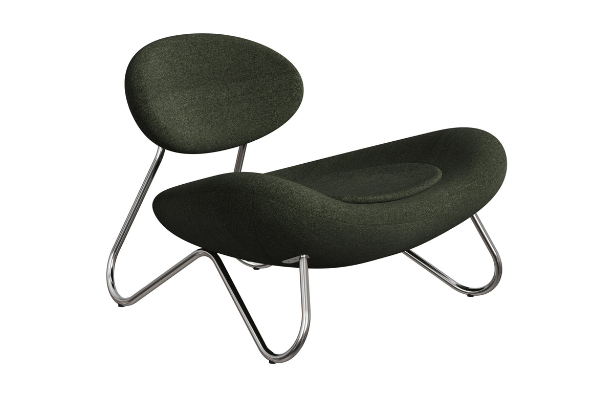 Meadow Lounge Chair by Woud - Chrome-Plated Steel Frame, Barnum (Nevotex).