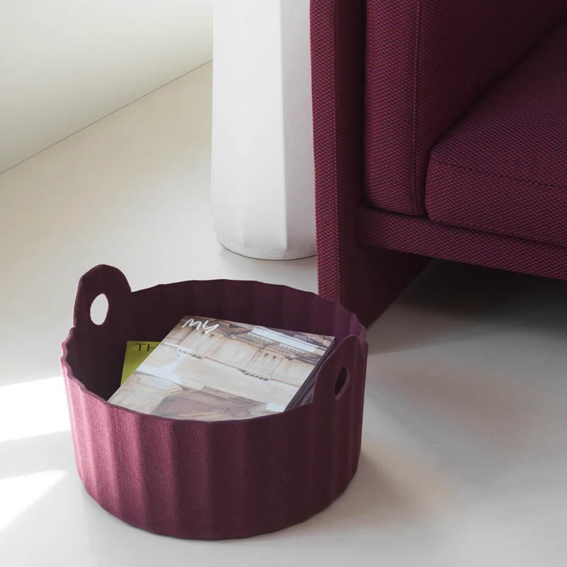 Colu Basket by Normann Copenhagen, showing colu basket in live shot.