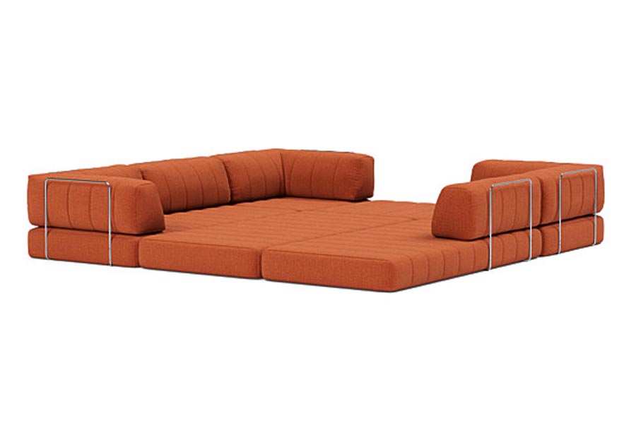 CozyPad Sleeper Sofa Corner with Arms by Innovation, showing bed view of cozyPad sleeper sofa corner with arms.