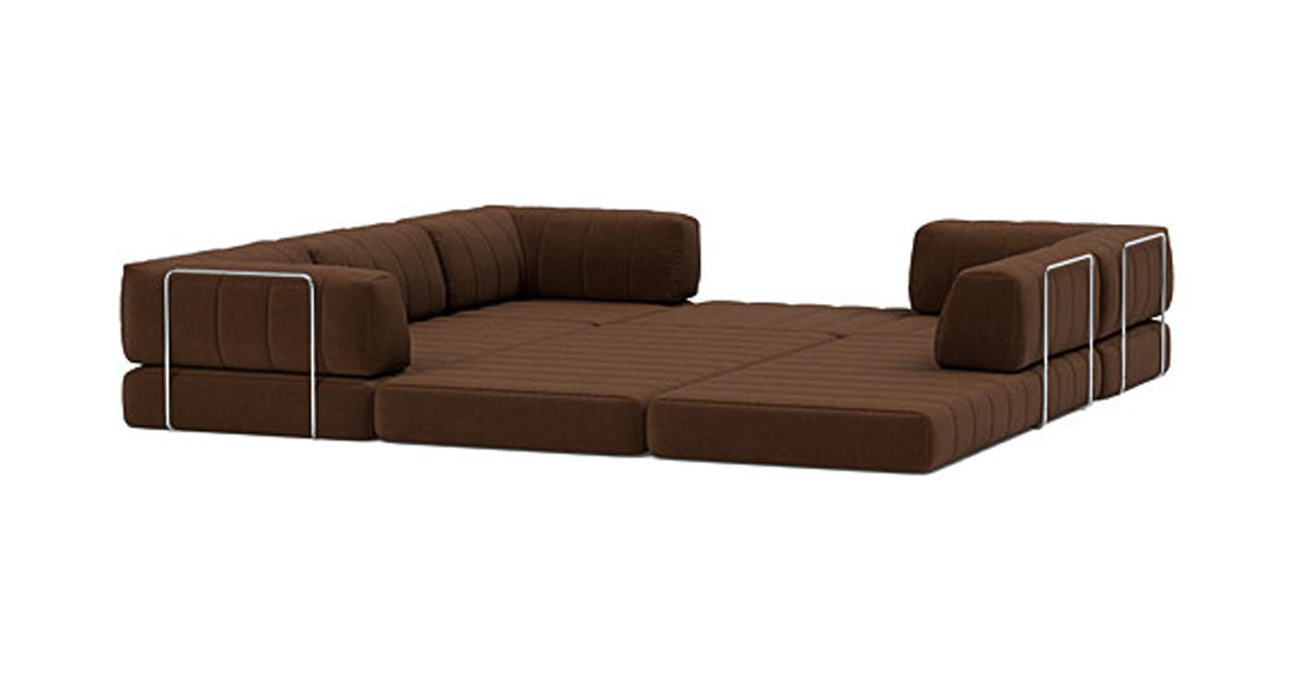 CozyPad Sleeper Sofa Corner with Arms by Innovation, showing bed view of cozyPad sleeper sofa corner with arms.