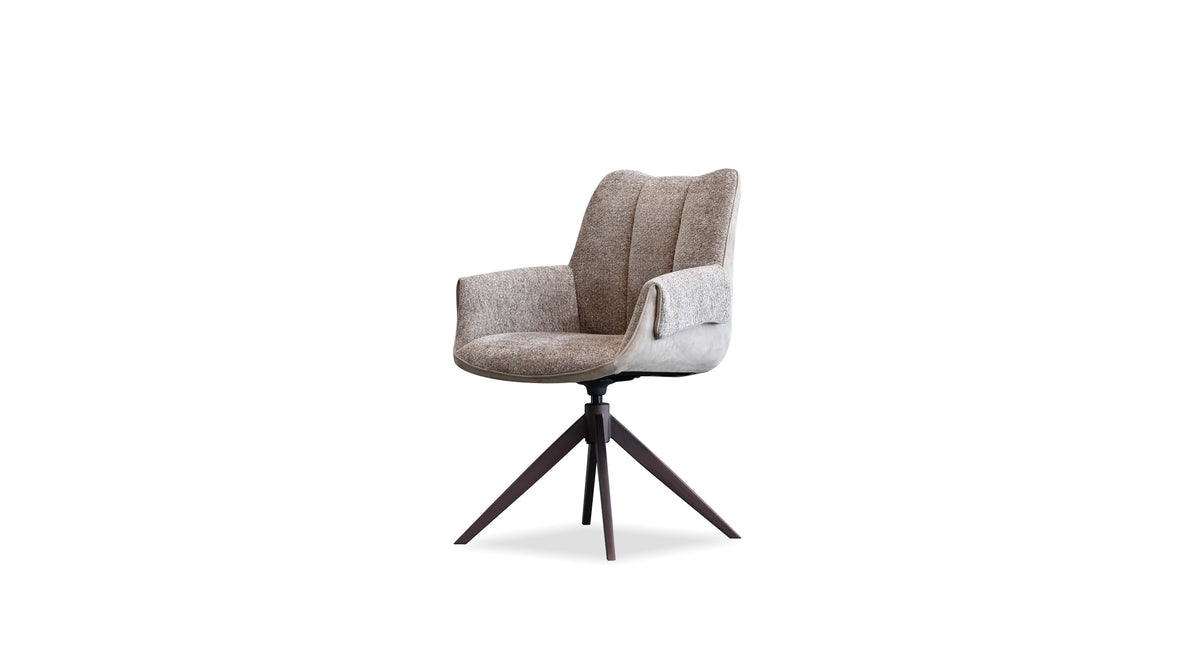 Espara Dining Chair in Avena Oat Alcantara/ Alpaca Chenille