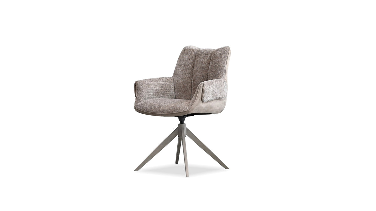 Espara Dining Chair in Avena Oat Alcantara/ Alpaca Chenille