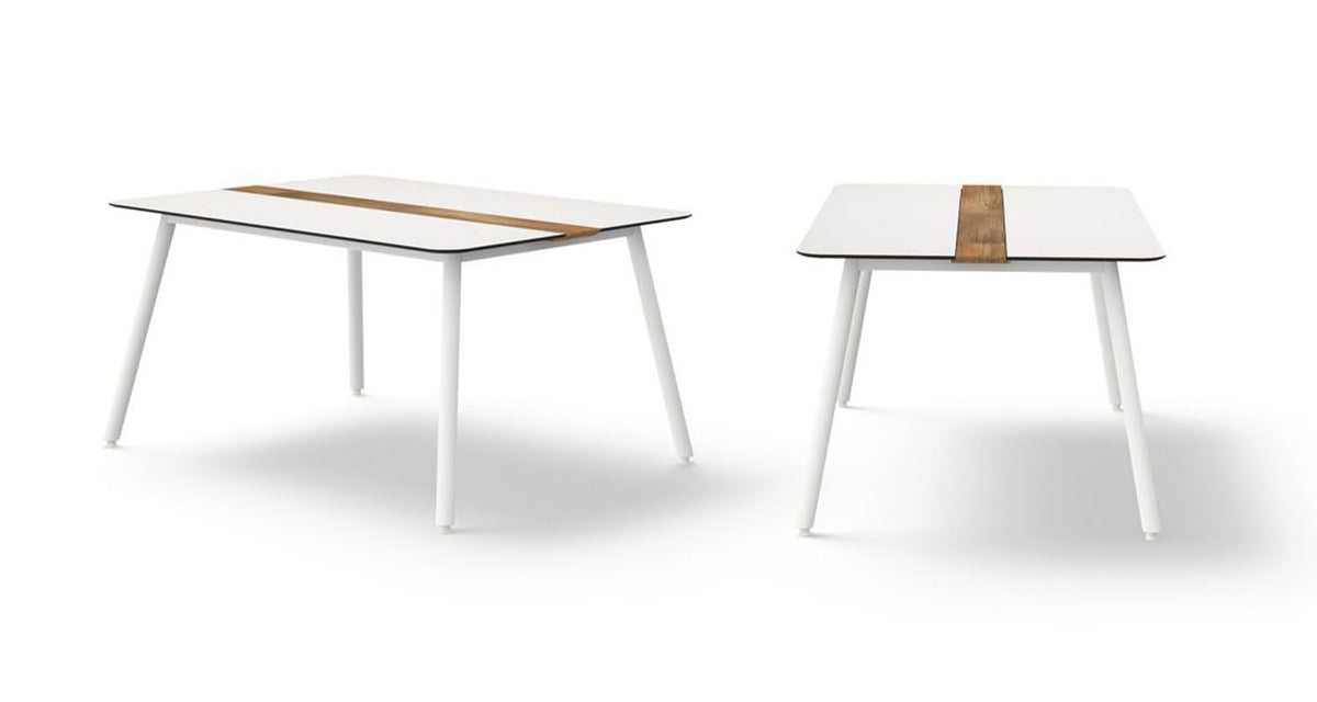 Daisy 63" Rectangular Dining Table Alu Legs by Mamagreen -  Urban White Gloss Aluminum, Alpes White HPL.