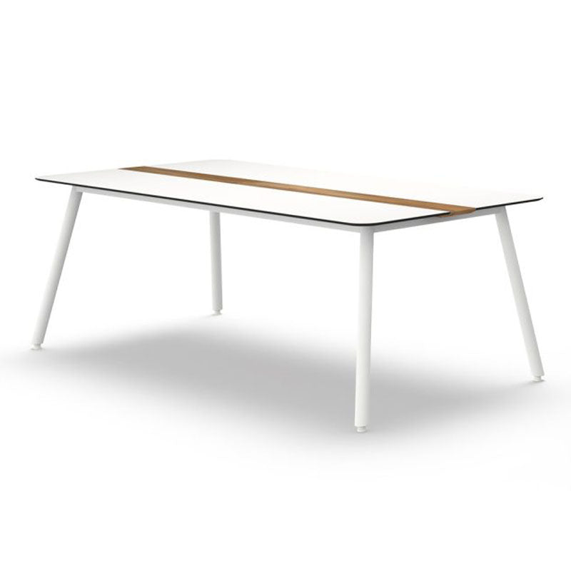 Daisy 86.5" Dining Table Rectangular Alu Legs by Mamagreen, showing angle view of daisy 86.5" rectangular dining table alu legs.
