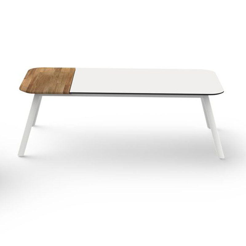 Daisy Chat Table Rectangular Alu Legs by Mamagreen, showing front view of daisy chat table rectangular alu legs.