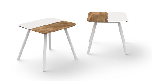 Daisy Chat Table Square Alu Legs by Mamagreen, showing front view of daisy chat table square alu legs