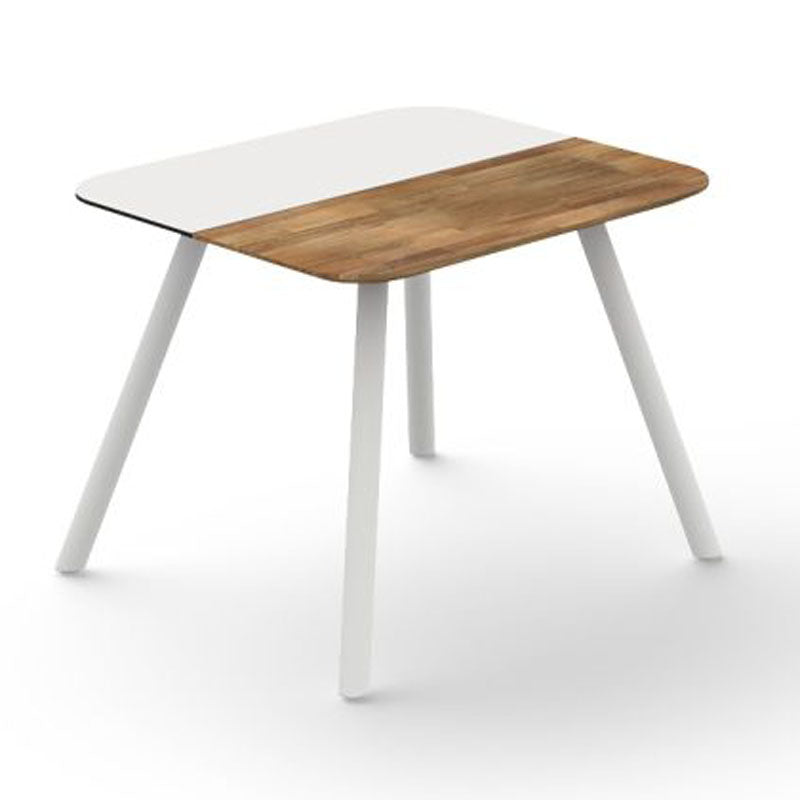 Daisy Chat Table Square Alu Legs by Mamagreen, showing angle view of daisy chat table square alu legs