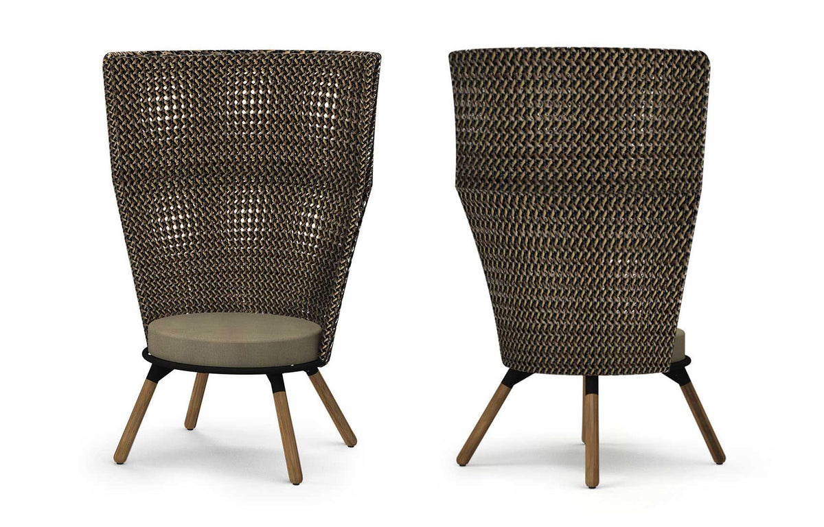 Daisy Mae Chat Chair High Back (Teak Legs)) by Mamagreen - Performance Textiles (Grade A), Black Sand Aluminum.