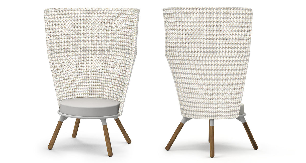Daisy Mae Chat Chair High Back (Teak Legs)) by Mamagreen, showing front view of daisy mae chat chair high back (teak legs).