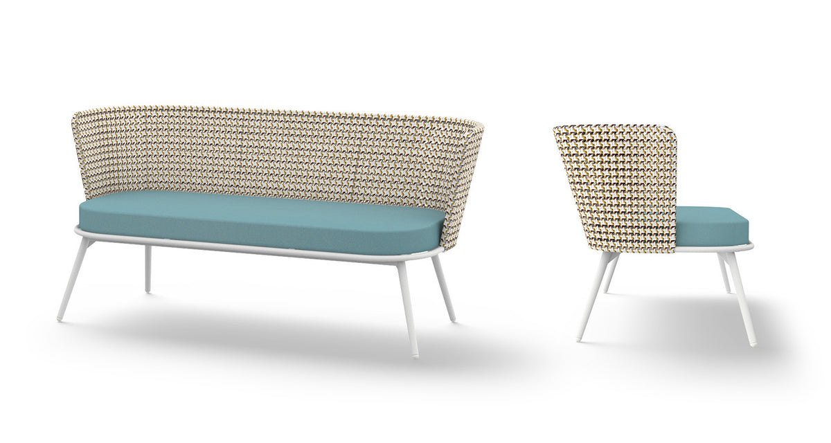 Daisy Mae Chat 2-Seater (Alu Legs) by Mamagreen, showing front view of daisy mae chat 2-seater (alu legs).