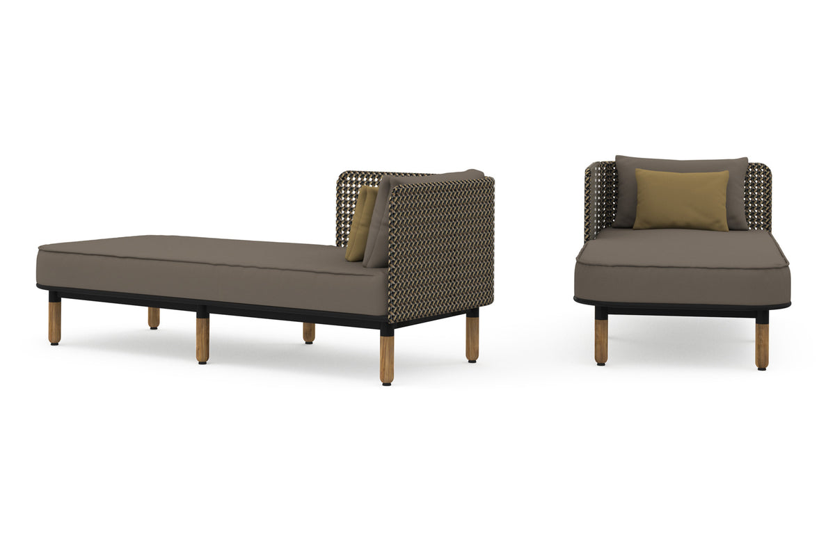 Daisy Mae Right Hand Chaise by Mamagreen - Performance Textiles (Grade A), Black Sand Teakminum.