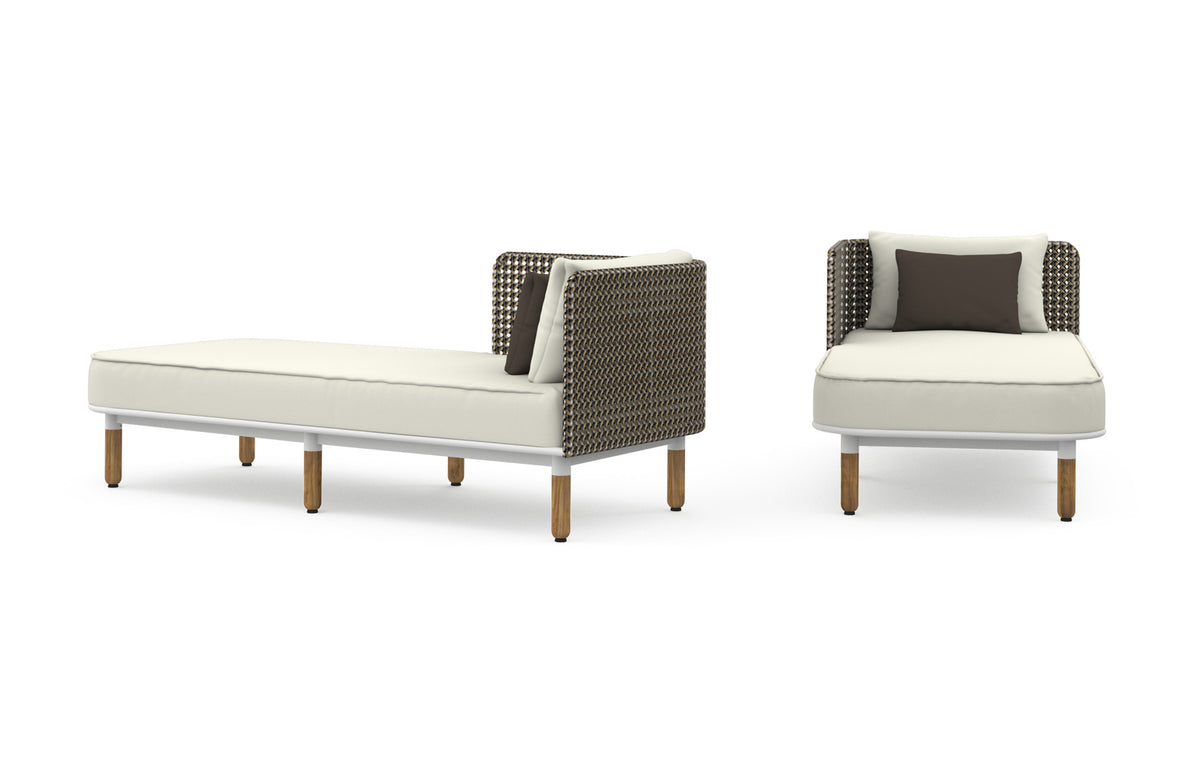 Daisy Mae Right Hand Chaise by Mamagreen - Performance Textiles (Grade A), White Sand Teakminum.