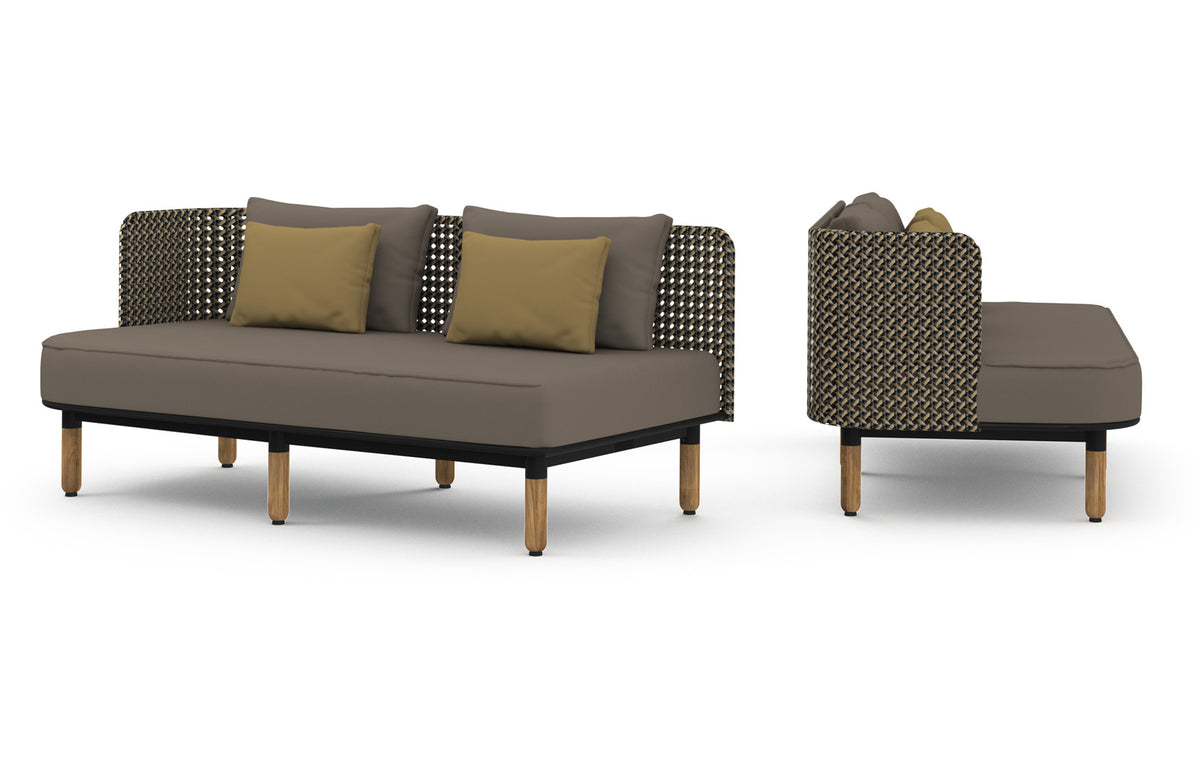 Daisy Mae Right Hand Sectional by Mamagreen - Performance Textiles (Grade A), Black Sand Teakminum.