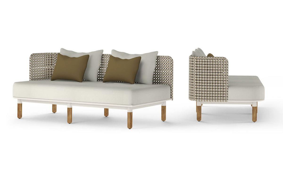 Daisy Mae Right Hand Sectional by Mamagreen - Performance Textiles (Grade A), White Sand Teakminum.