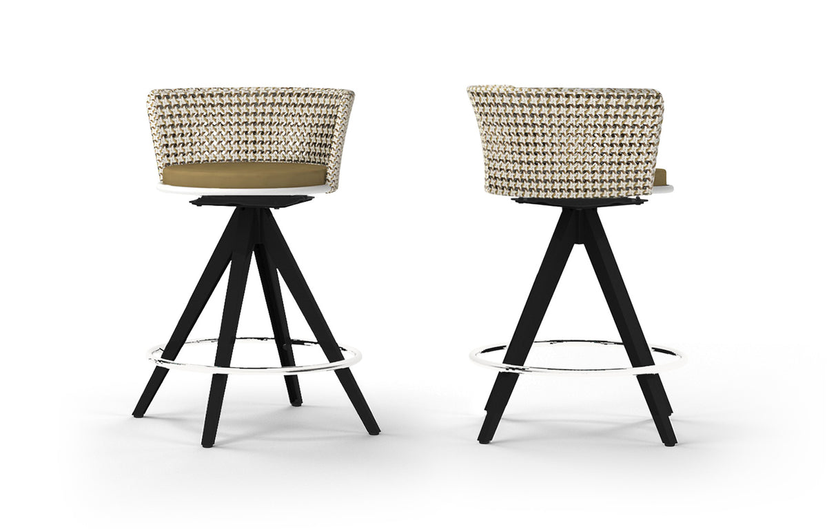 Daisy Mae Swivel Bar Chair by Mamagreen - Performance Textiles (Grade A), Black Sand Aluminum.