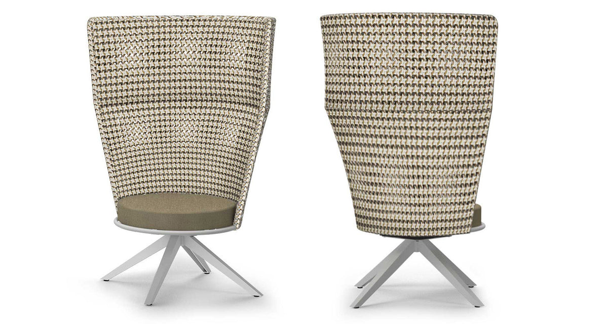 Daisy Mae Swivel Lounge Chair High Back by Mamagreen, showing front view of daisy mae swivel lounge chair high back.