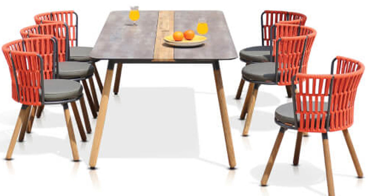 Daisy Rae Dining Chair (Teak Legs) by Mamagreen, showing daisy rae dining chair (teak legs) in live shot.