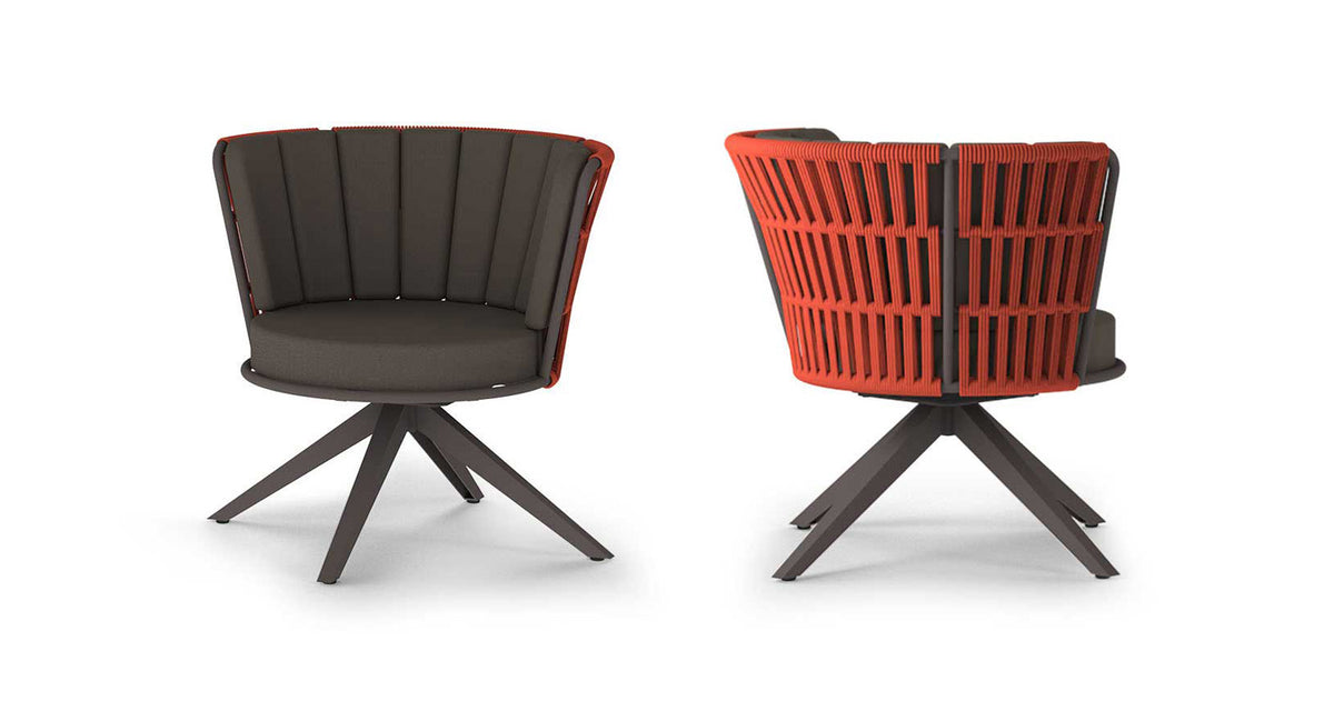 Daisy Rae Swivel Lounge Chair by Mamagreen, showing front view of daisy rae swivel lounge chair.