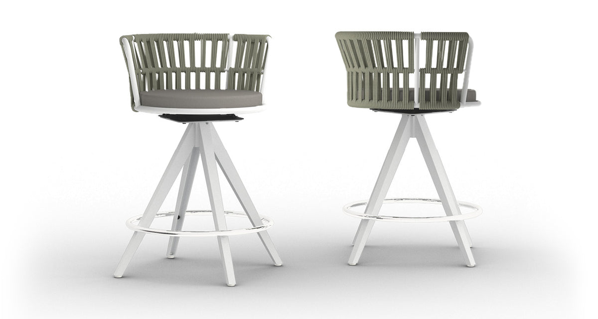 Daisy Rae Swivel Bar Chair by Mamagreen, showing front view of daisy rae swivel bar chair.