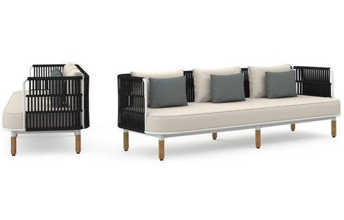 Daisy Rae 3-Seater by Mamagreen - Performance Textiles (Grade A), White Sand Aluminum.