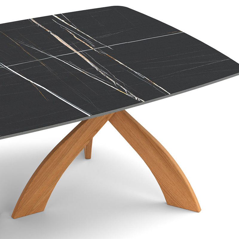 Entwine Sintered Stone Top Boat Shaped Table by Copeland Furniture, showing closeup view of entwine sintered stone top boat shaped table.