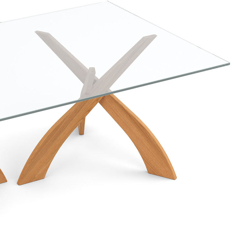 Entwine Glass Top Rectangular Tables by Copeland Furniture, showing closeup view of entwine glass top rectangular tables.