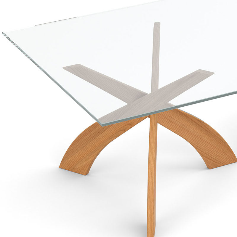 Entwine Glass Top Rectangular Tables by Copeland Furniture, showing closeup view of entwine glass top rectangular tables.