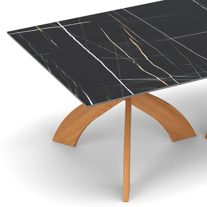Entwine Sintered Stone Top Rectangular Table by Copeland Furniture, showing closeup view of entwine sintered stone top rectangular table