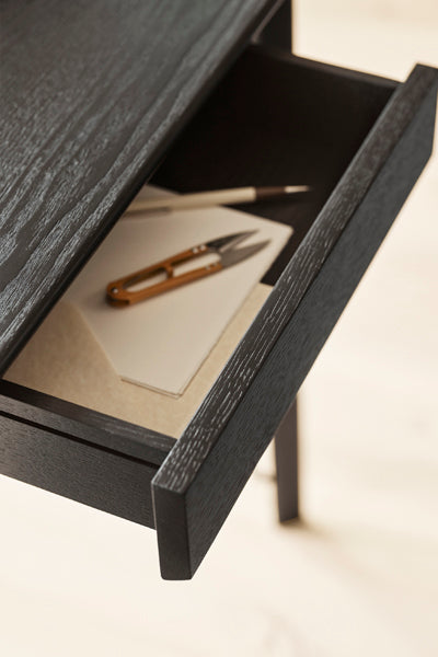 FH3605 Desk by Fritz Hansen, showing FH3605 desk drawer in live shot.