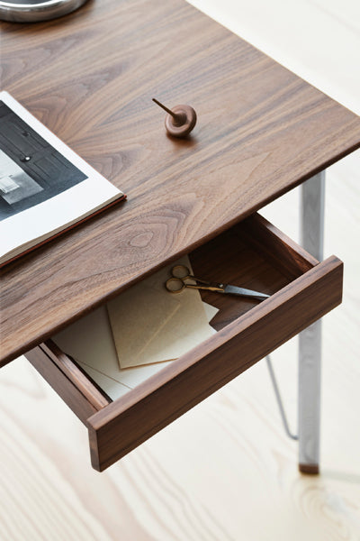 FH3605 Desk by Fritz Hansen, showing FH3605 desk drawer in live shot.