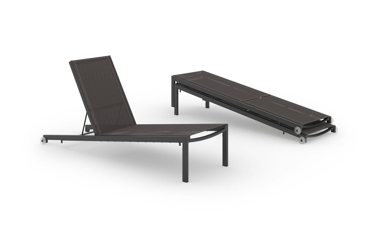 Bondi Chaise Lounge (Full Sling) by Mamagreen - Grade K, Ultra Durable Aluminum Iron Black.