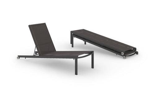 Bondi Chaise Lounge (Full Sling) by Mamagreen - Grade K, Ultra Durable Aluminum Iron Black.