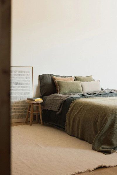 Handloom Plaid by Lorena Canals, showing handloom plaid in live shot.
