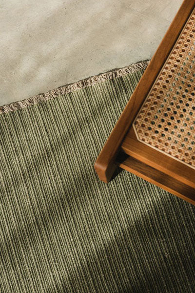 Handloom Rug by Lorena Canals, showing handloom rug in live shot.