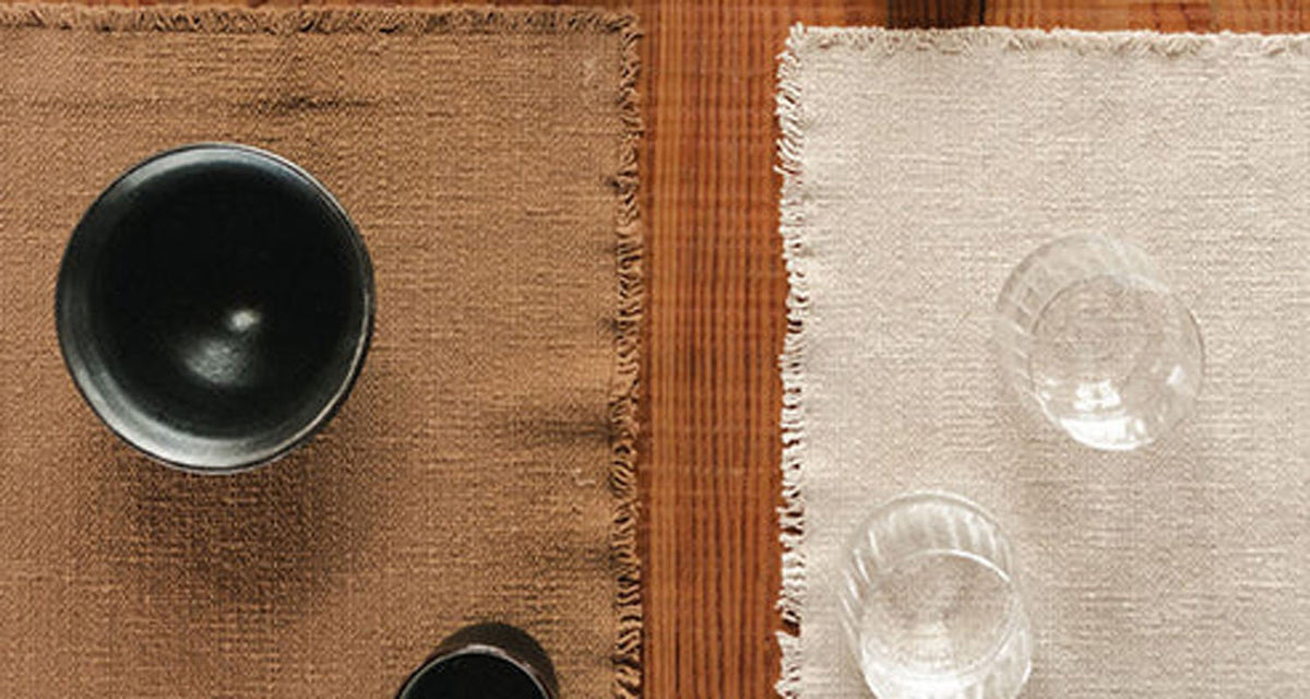 Handloom Placemats (Set of 4)  by Lorena Canals, showing handloom placemats in live shot.