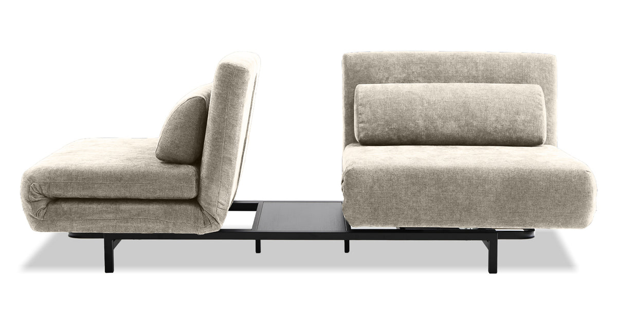 ISO Swivel Sofa-Bed by Mobital, showing front view of iso swivel sofa-bed.