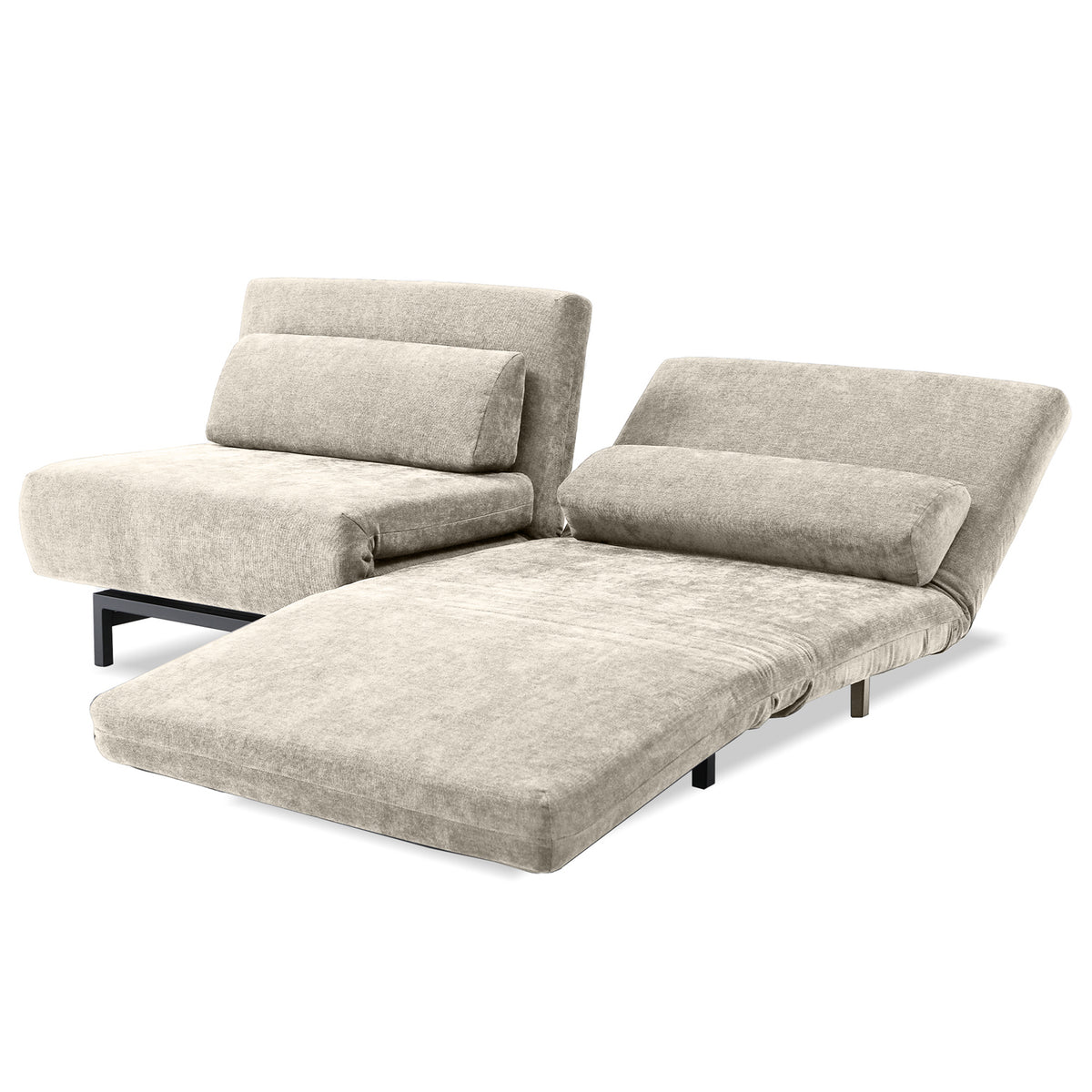 ISO Swivel Sofa-Bed by Mobital, showing angle view of iso swivel sofa-bed.