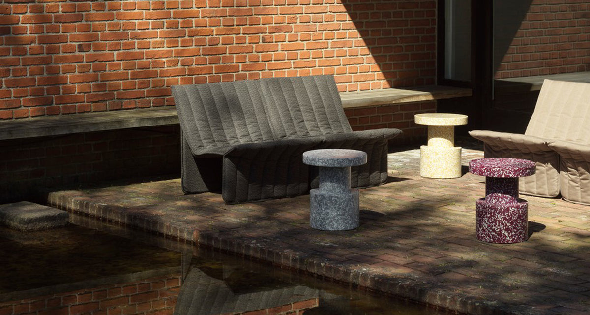 Limit Outdoor Lounge Chair by Normann Copenhagen, showing limit outdoor lounge chair in live shot.