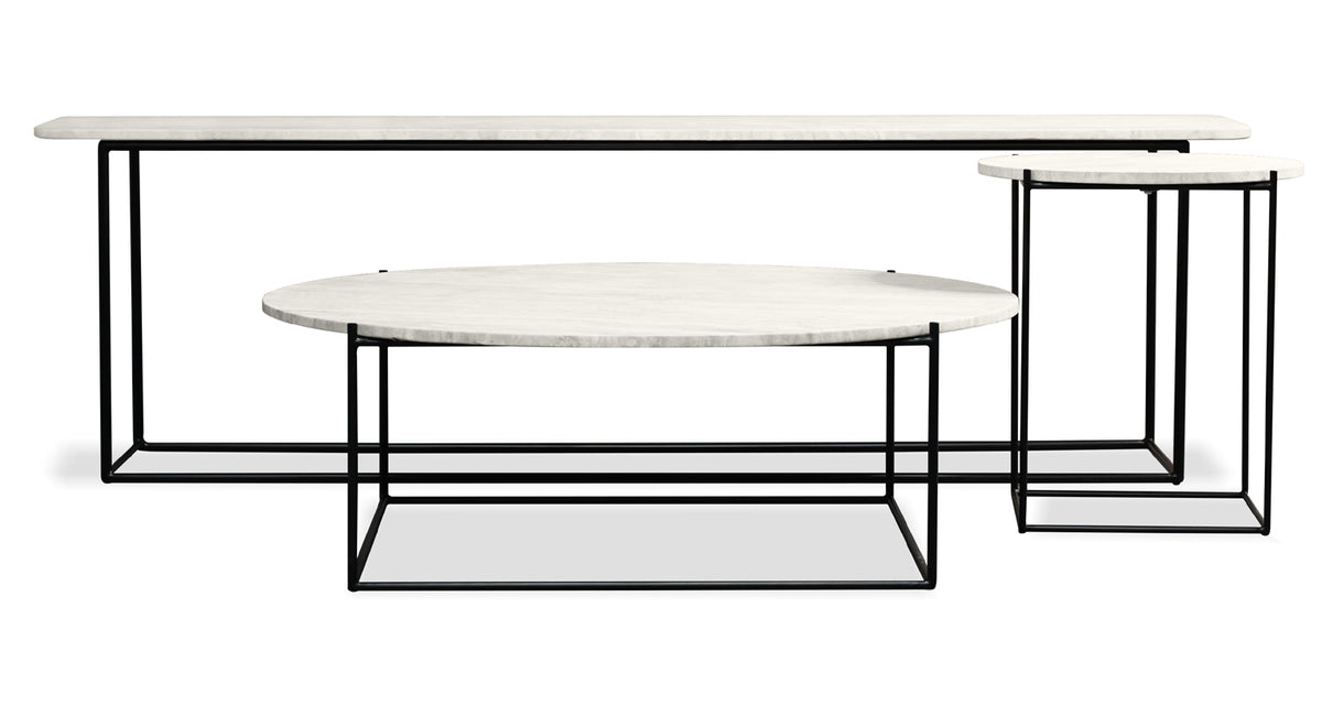 Lola End Table by Mobital, showing lola end table with coffee table.